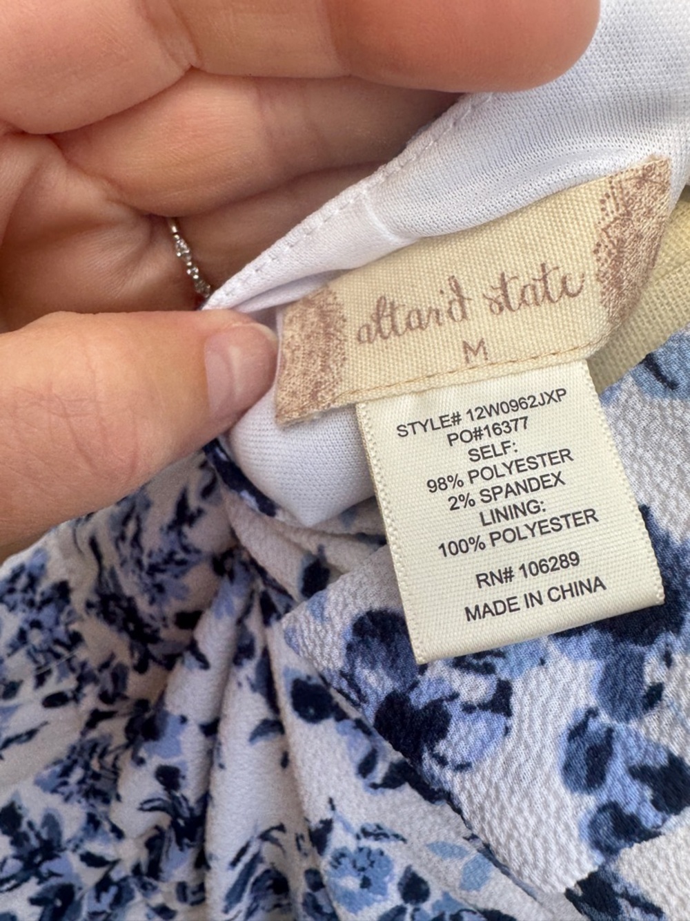 EUC Altar’d State Blue Floral Romper Tie Back Stretch Waist Medium - Picture 8 of 8